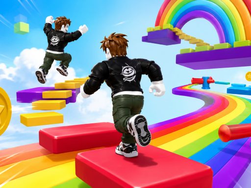Obby Rainbow Parkour Two Player game artwork